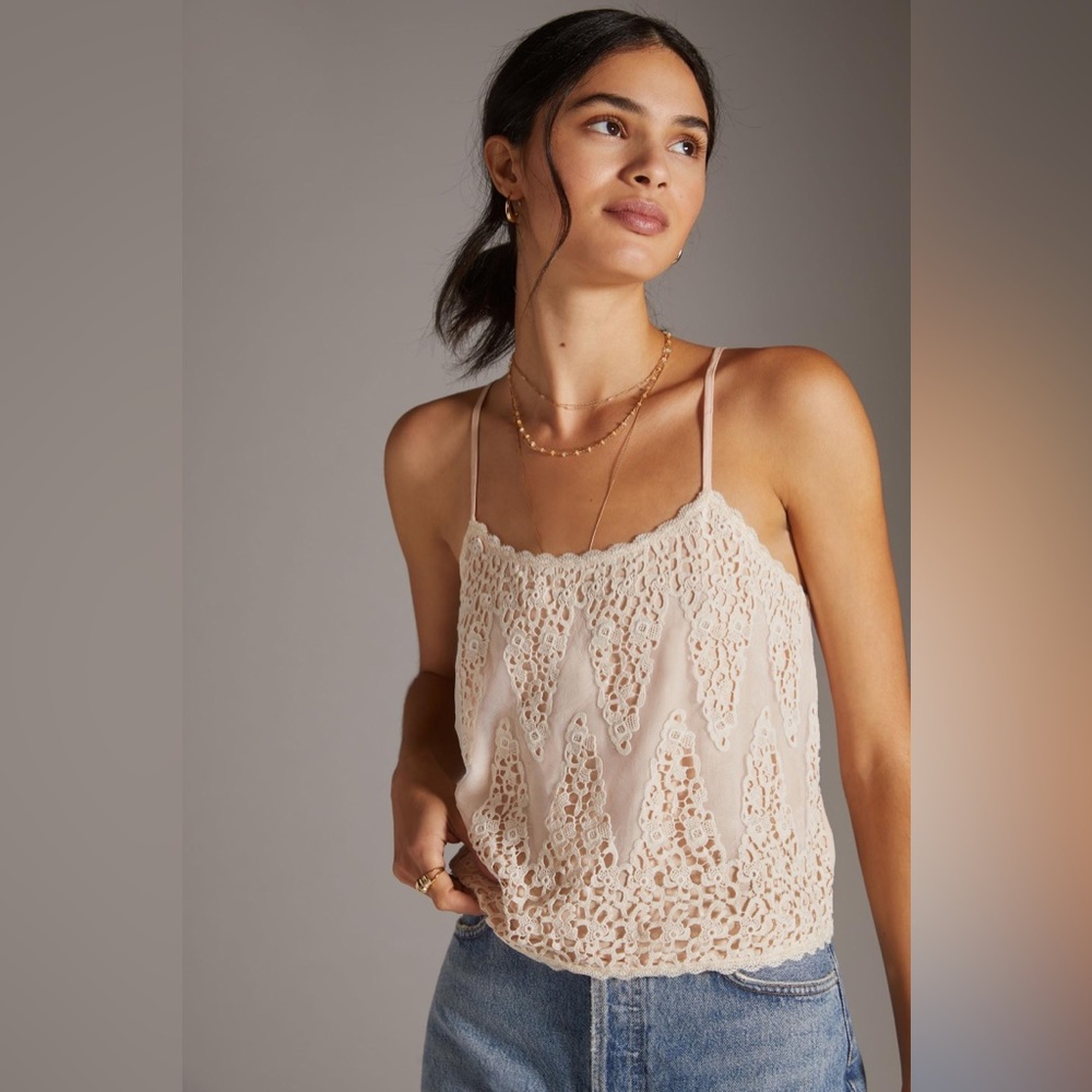 Tiny by Anthropologie NWT Anne Lace Cami, Peach or Pink, Size XL